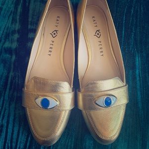 Katy Perry Gold Evil Eye Flats